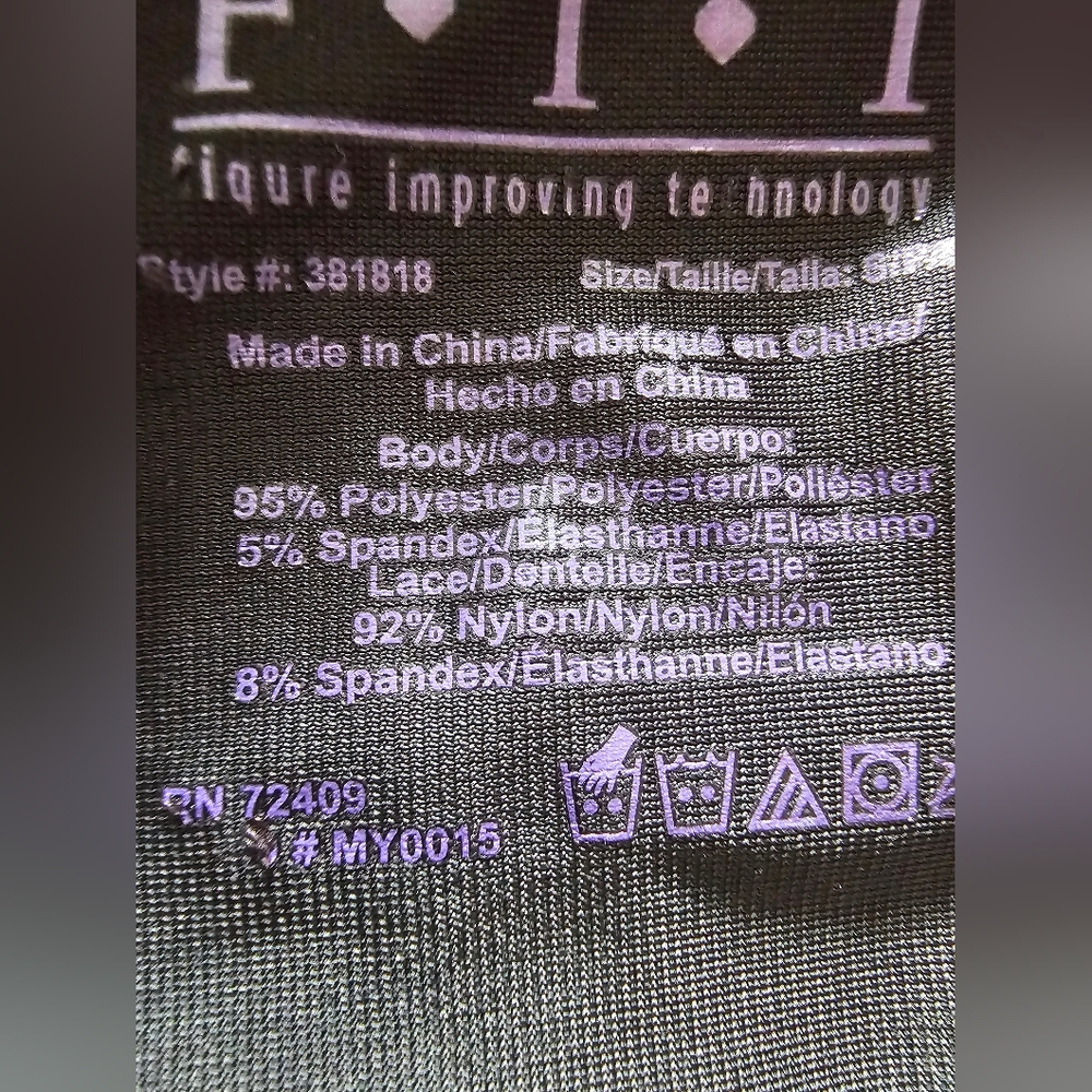 F.I.T. Figure Improving Technology  Black w/ Lace PushUp Padded Bra Shapewear - Picture 7 of 8